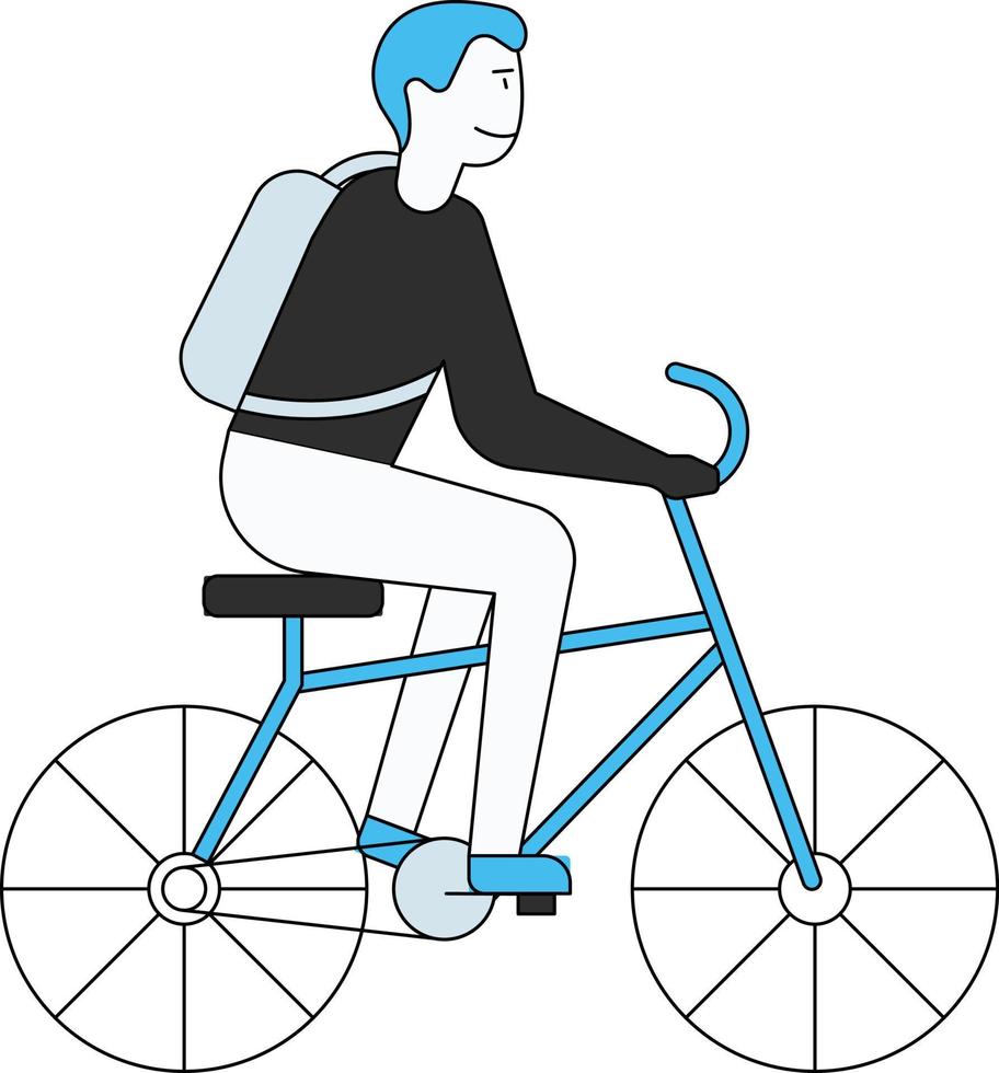 The boy is riding a bicycle. vector