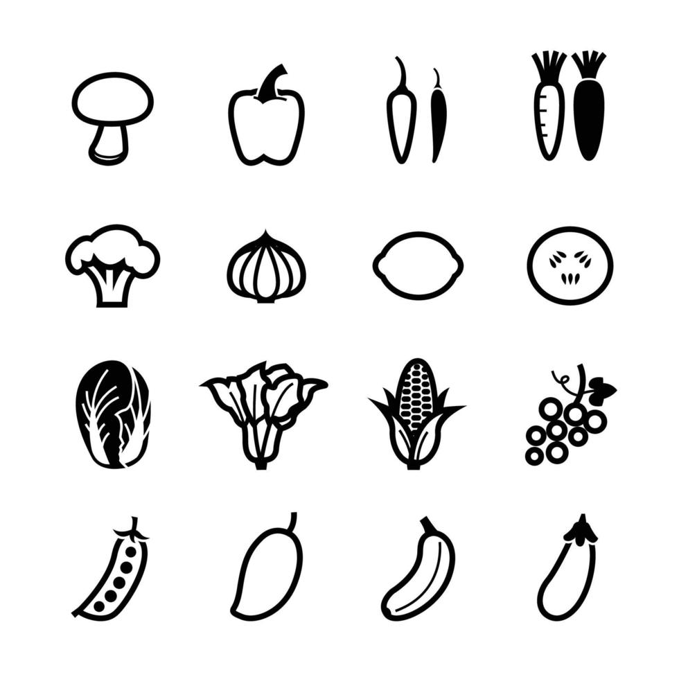 Vegetables and Fruits Icons with White Background vector