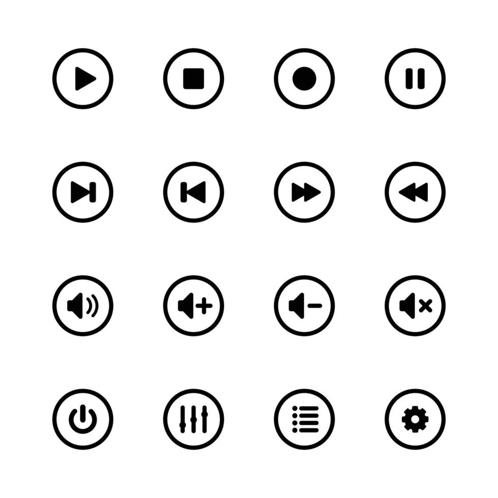 Media Player and Music Icons with white background vector