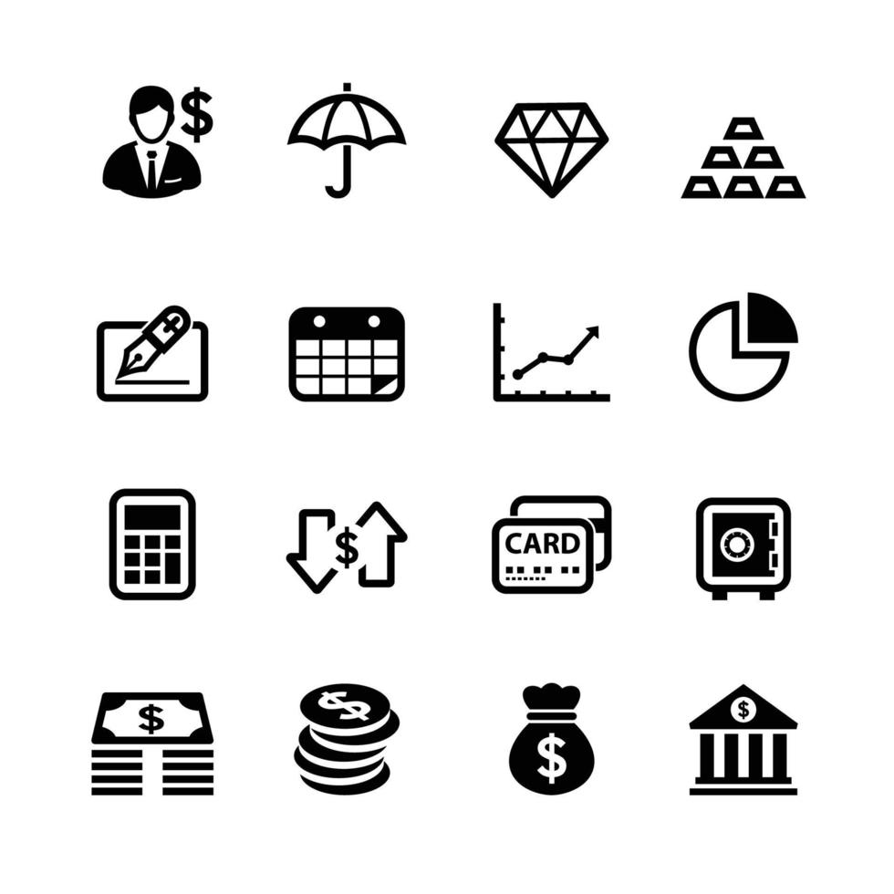 Finance Icons with White Background vector