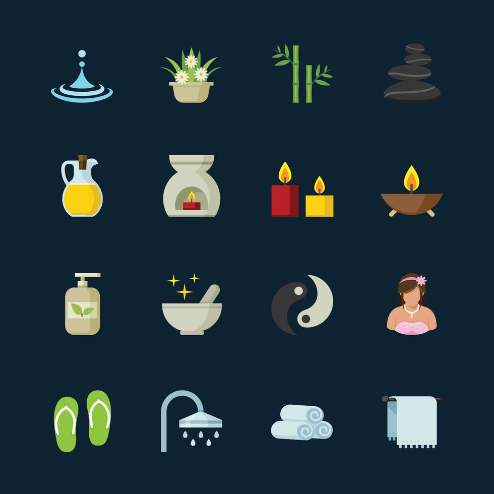 Spa Icons with Black Background vector