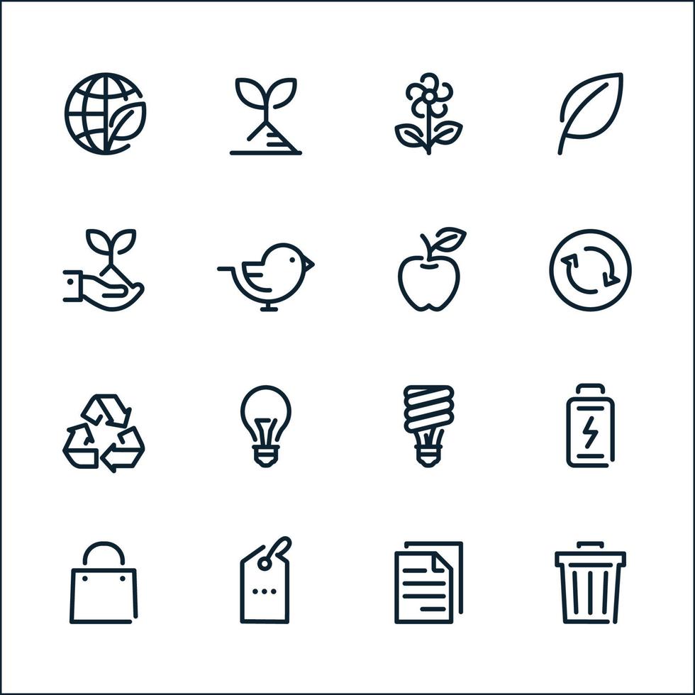 iconos de ecología con fondo blanco vector