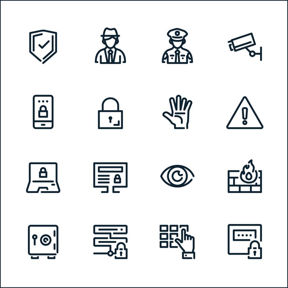 iconos de seguridad con fondo blanco vector