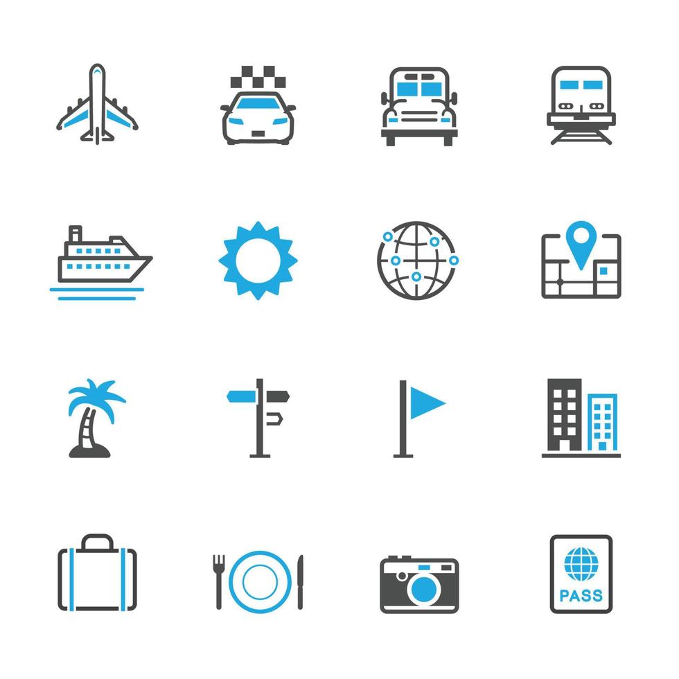 Travel and Vacation Icons with White Background vector