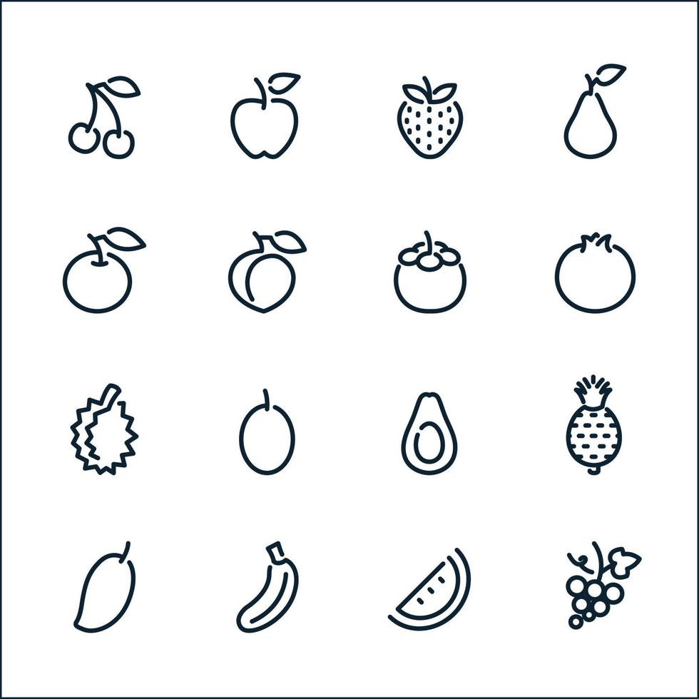 iconos de frutas con fondo blanco vector