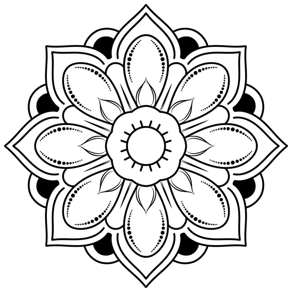 motivos florales de mandala en blanco y negro, elementos decorativos antiguos, fondo de mandala vector