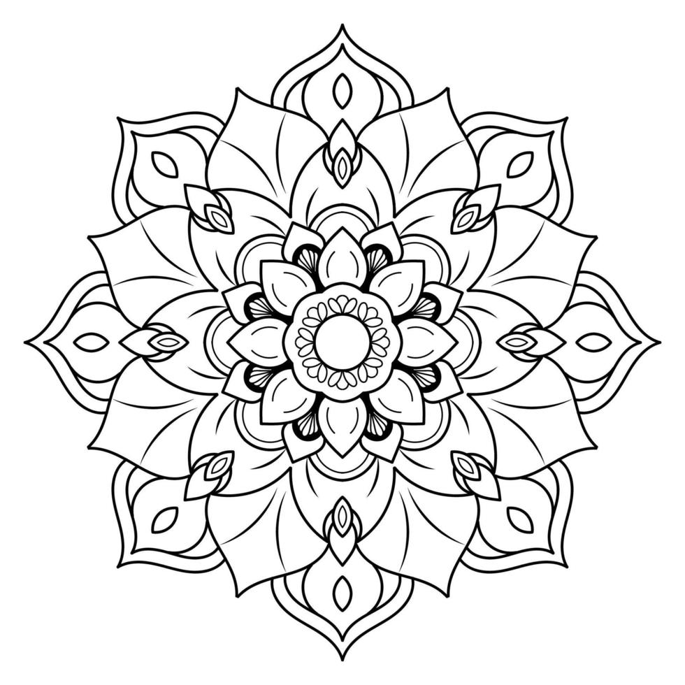 Black and white mandala floral pattern, Vintage decorative elements, Mandala background vector