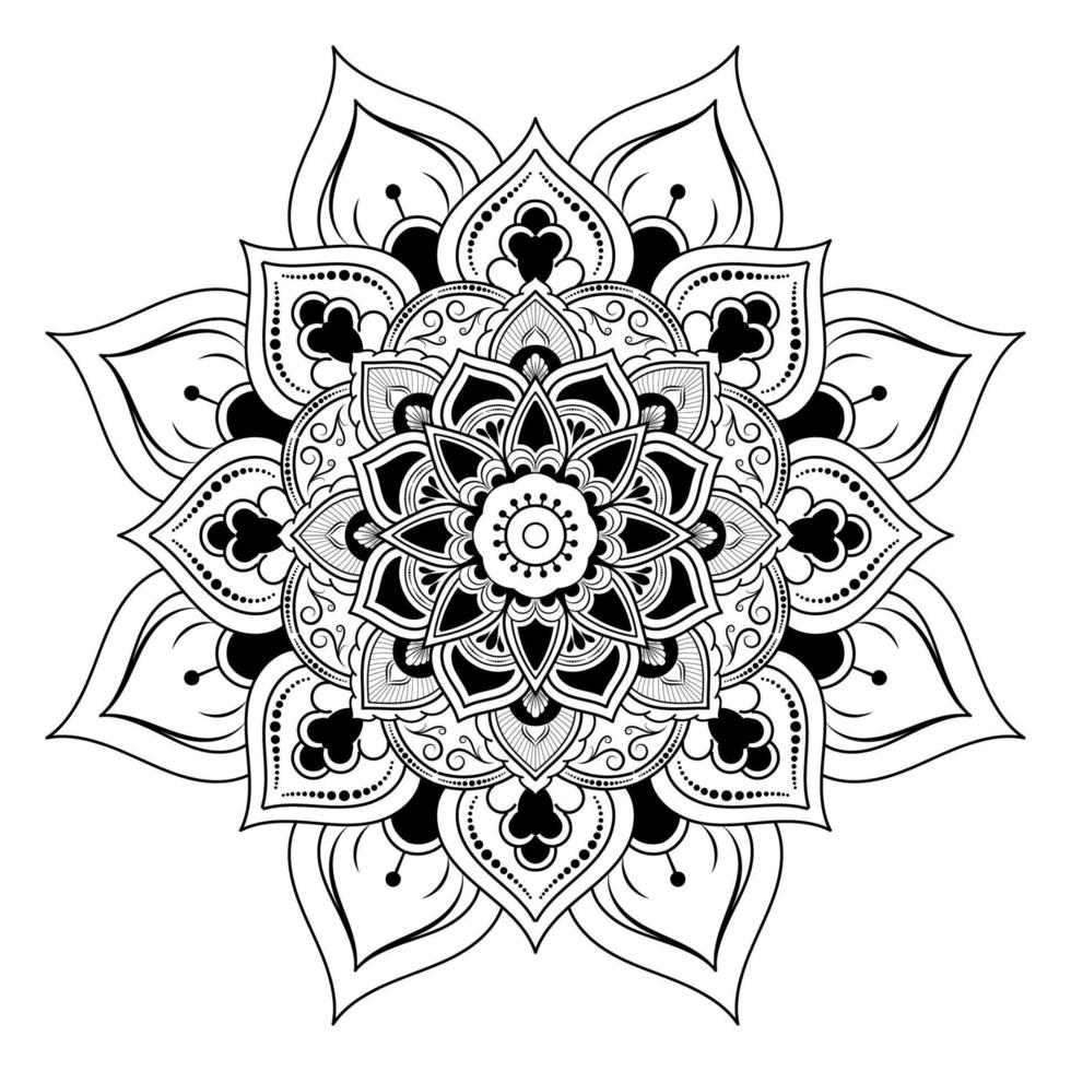 Black and white mandala floral pattern, Vintage decorative elements, Mandala background vector