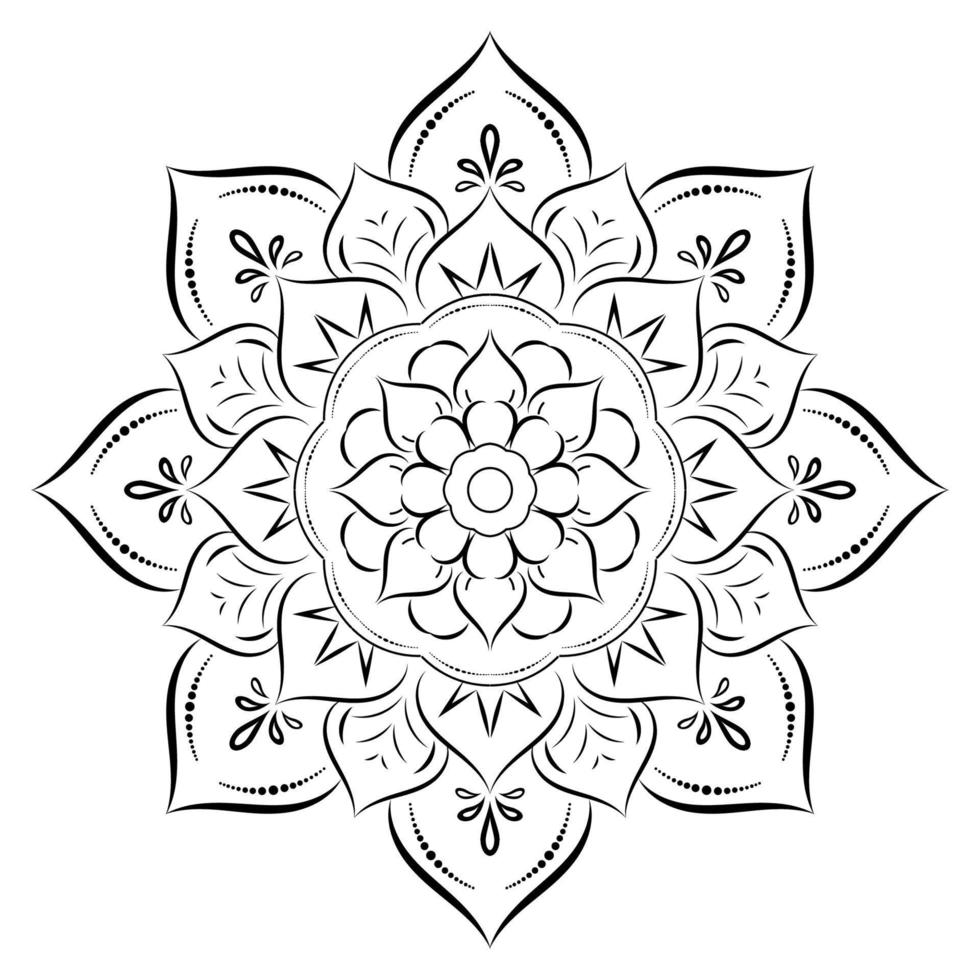 motivos florales de mandala en blanco y negro, elementos decorativos antiguos, fondo de mandala vector