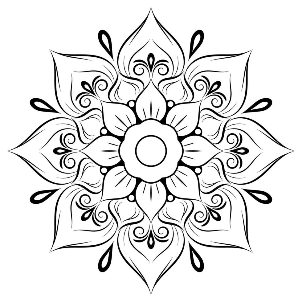 motivos florales de mandala en blanco y negro, elementos decorativos antiguos, fondo de mandala vector