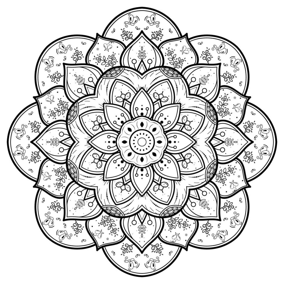 Black and white mandala floral pattern, Vintage decorative elements, Mandala background vector