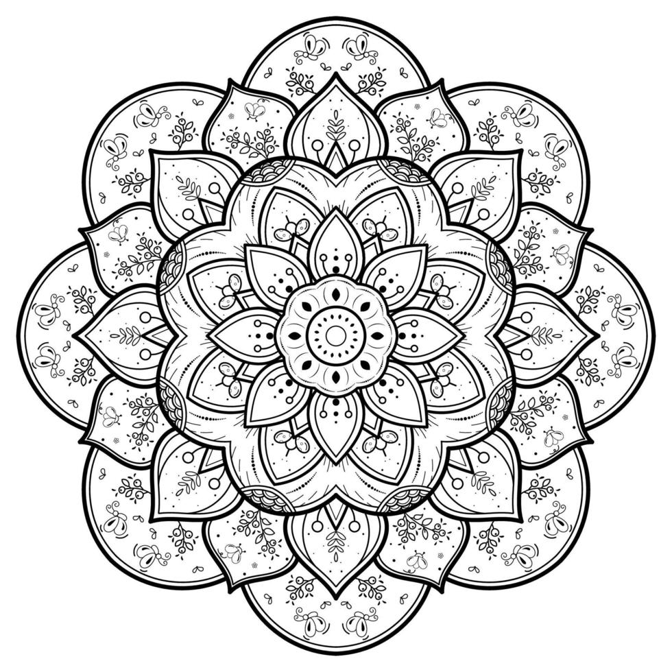 Black and white mandala floral pattern, Vintage decorative elements, Mandala background vector