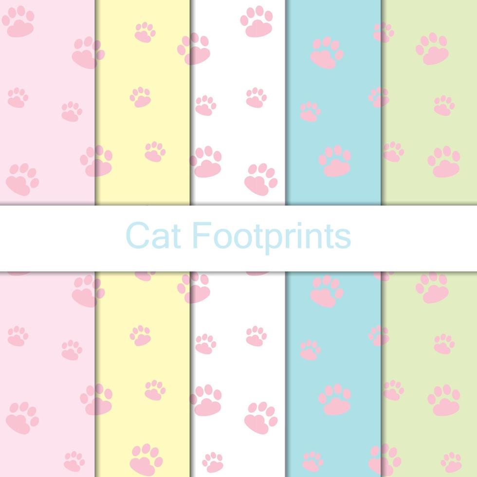 Seamless cat footprints pattern background, Vector cat paw many color, Hand drawn decorative element, Seamless backgrounds and wallpapers for fabric, packaging, Decorative print, Textile