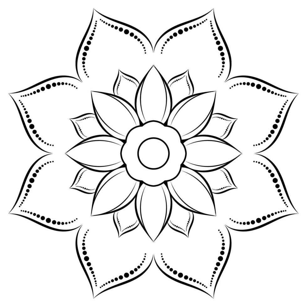 Black and white mandala floral pattern, Vintage decorative elements, Mandala background vector