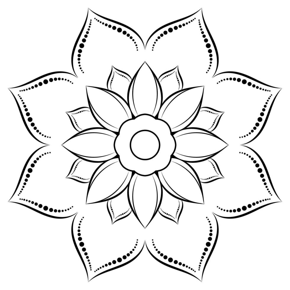 motivos florales de mandala en blanco y negro, elementos decorativos antiguos, fondo de mandala vector