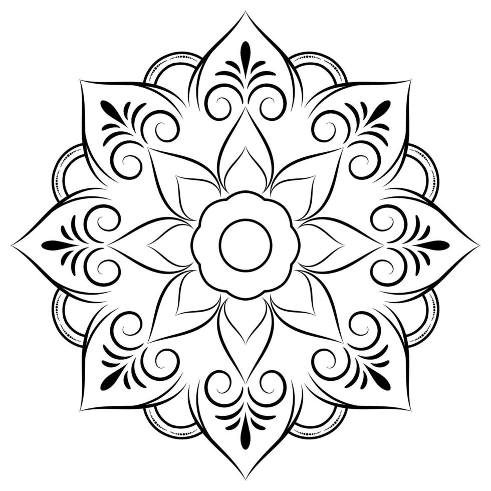 Black and white mandala floral pattern, Vintage decorative elements, Mandala background vector