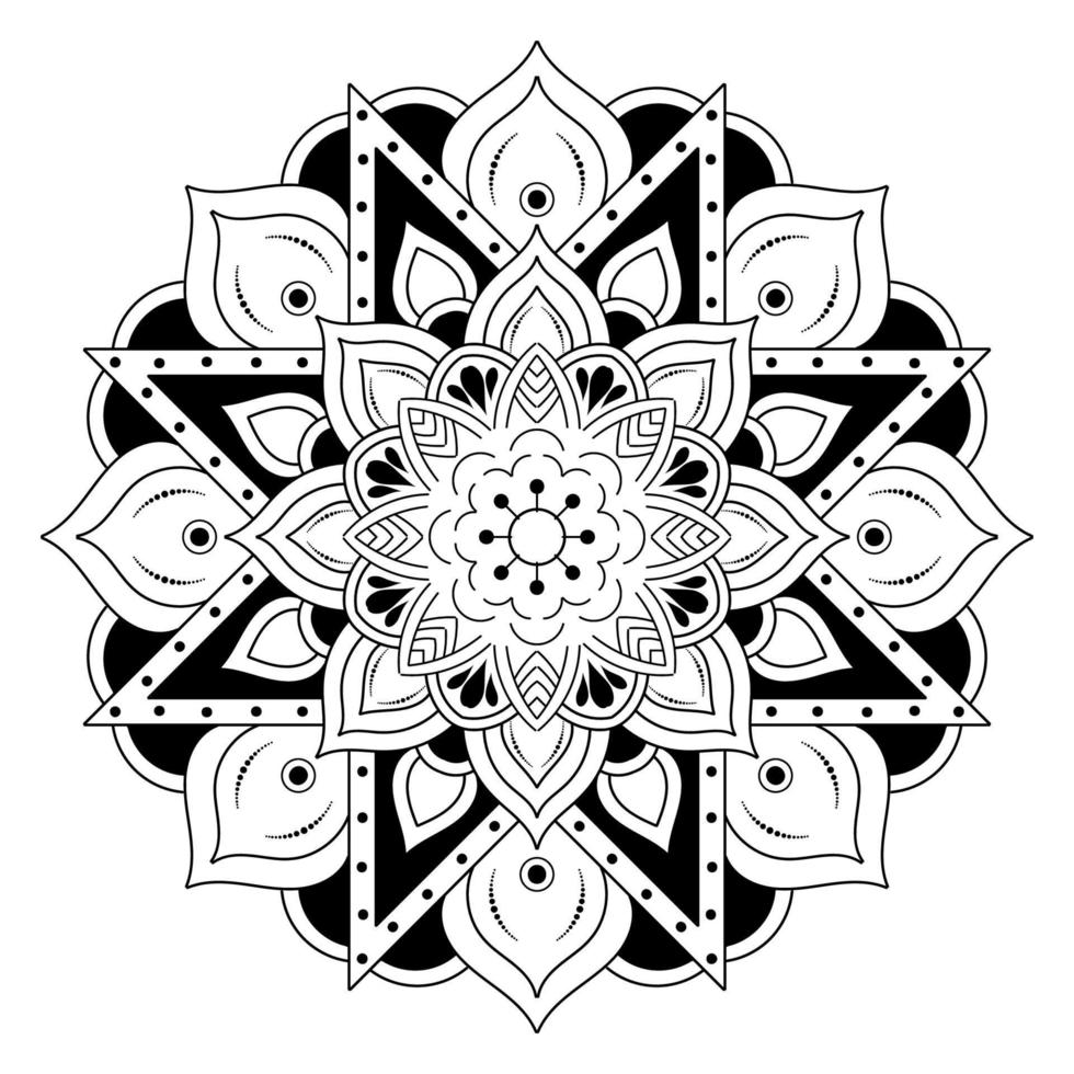 Black and white mandala floral pattern, Vintage decorative elements, Mandala background vector