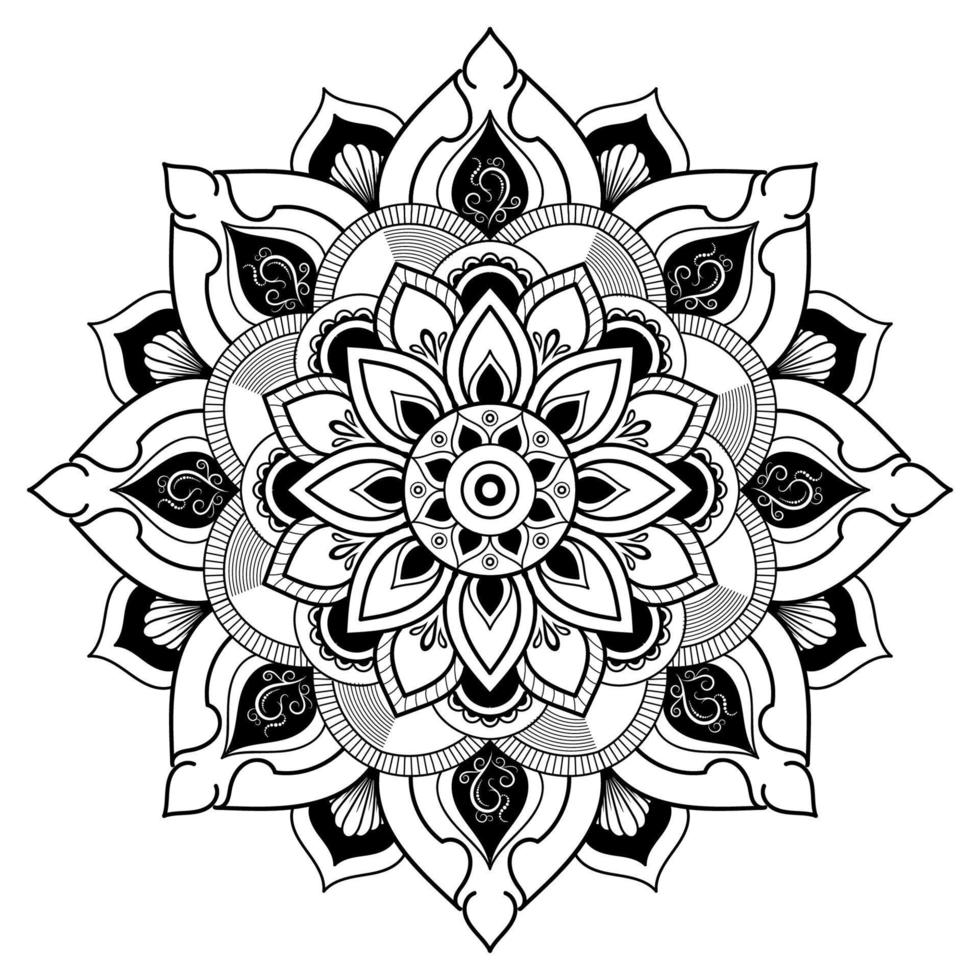 Black and white mandala floral pattern, Vintage decorative elements, Mandala background vector