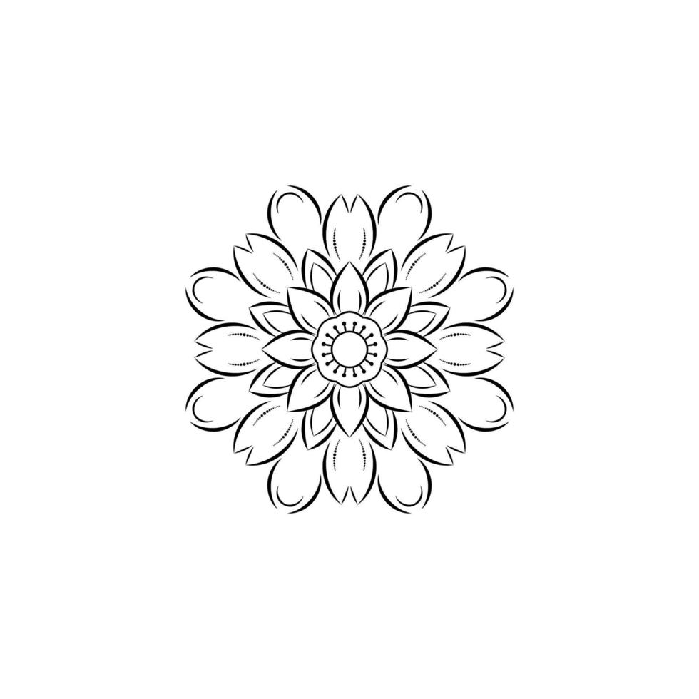 motivos florales de mandala en blanco y negro, elementos decorativos antiguos, fondo de mandala vector