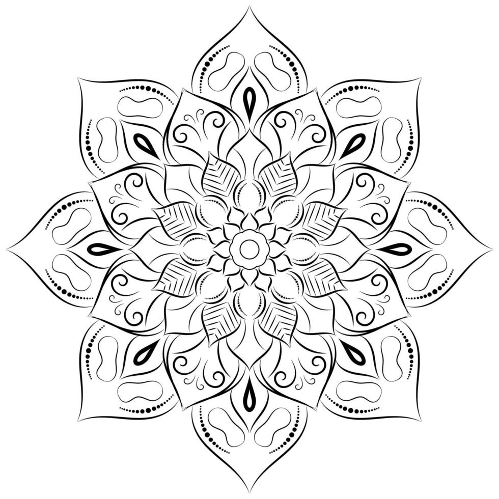 Black and white mandala floral pattern, Vintage decorative elements, Mandala background vector