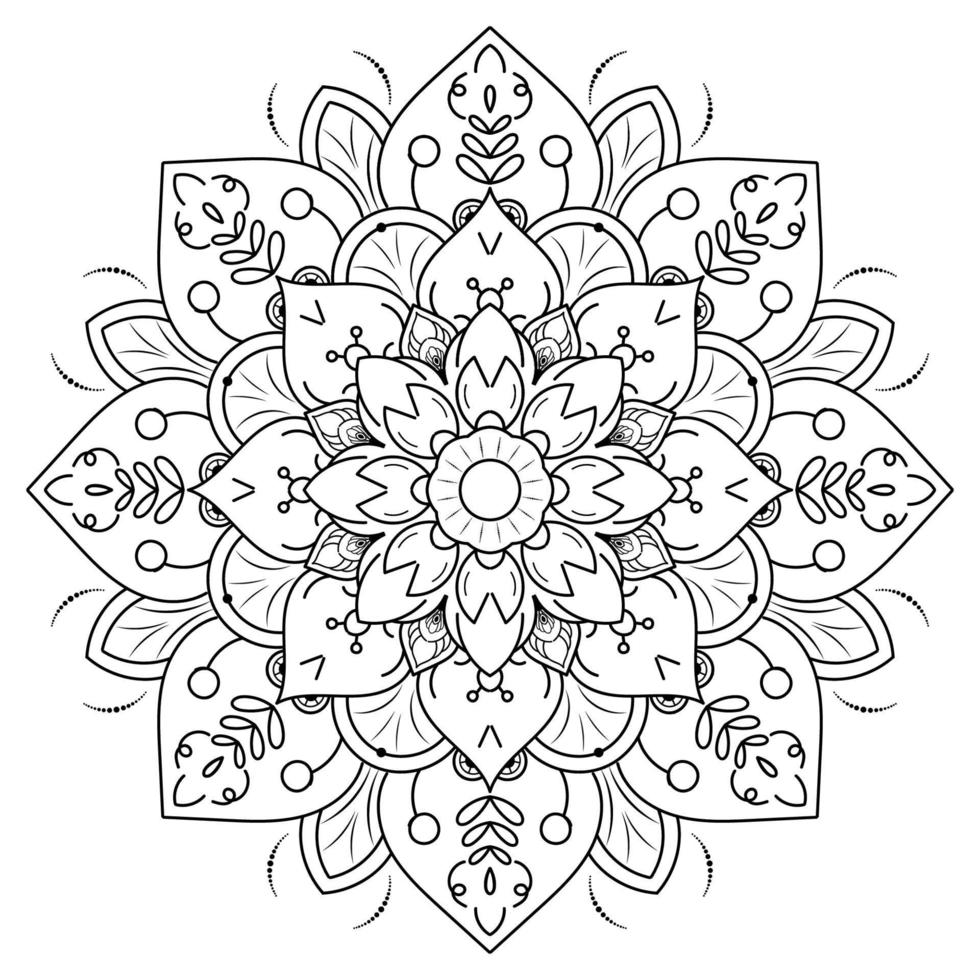 Black and white mandala floral pattern, Vintage decorative elements, Mandala background vector