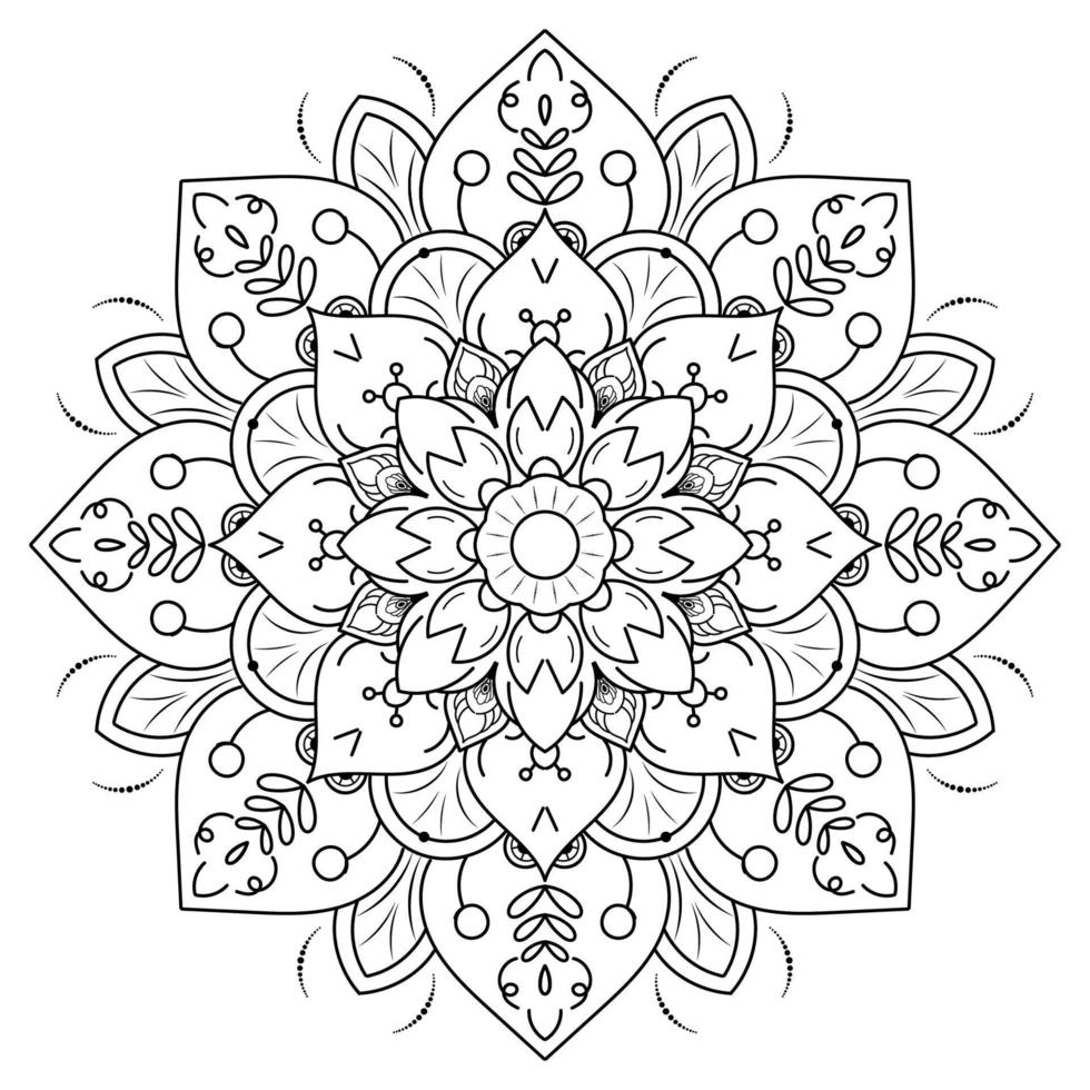 motivos florales de mandala en blanco y negro, elementos decorativos antiguos, fondo de mandala vector