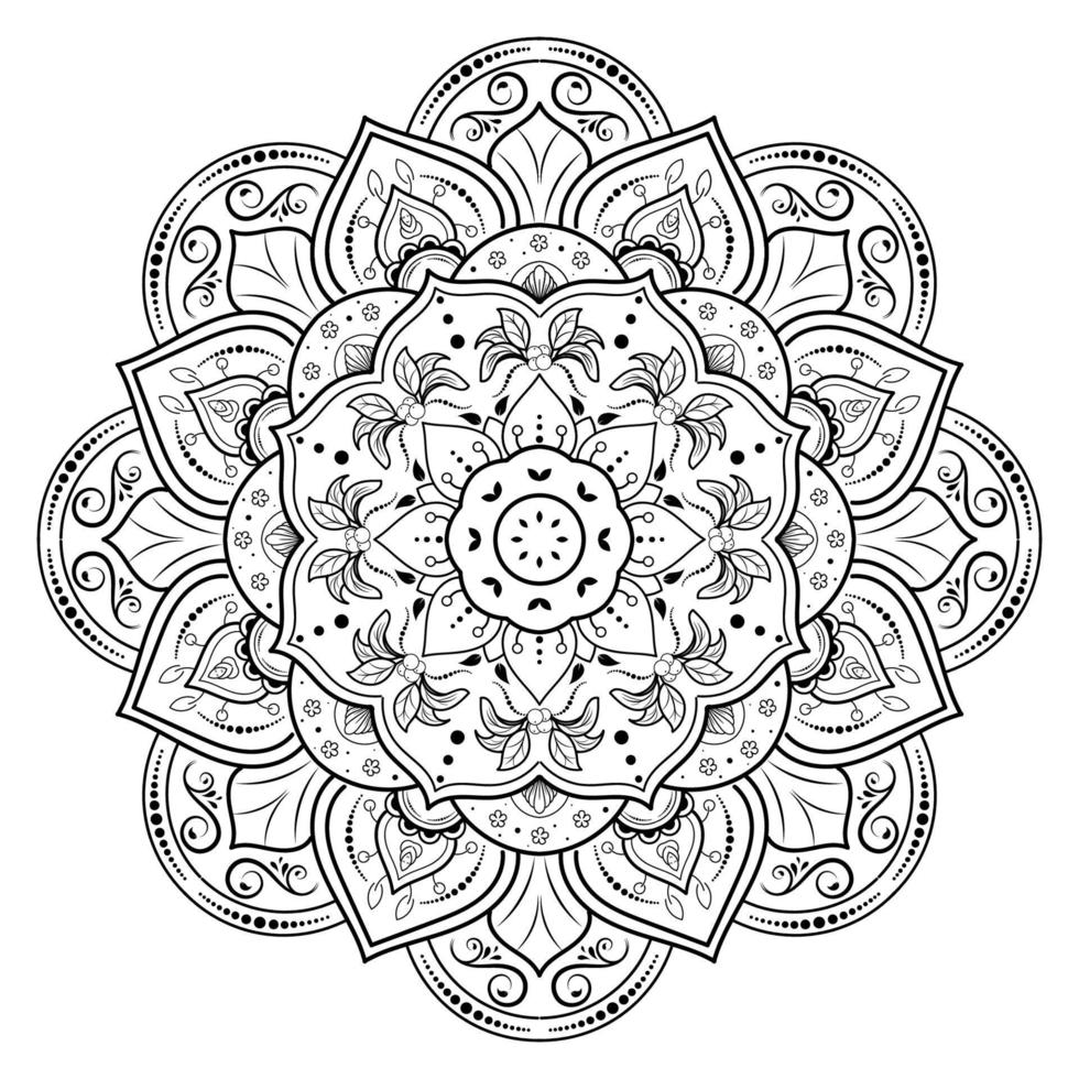 motivos florales de mandala en blanco y negro, elementos decorativos antiguos, fondo de mandala vector