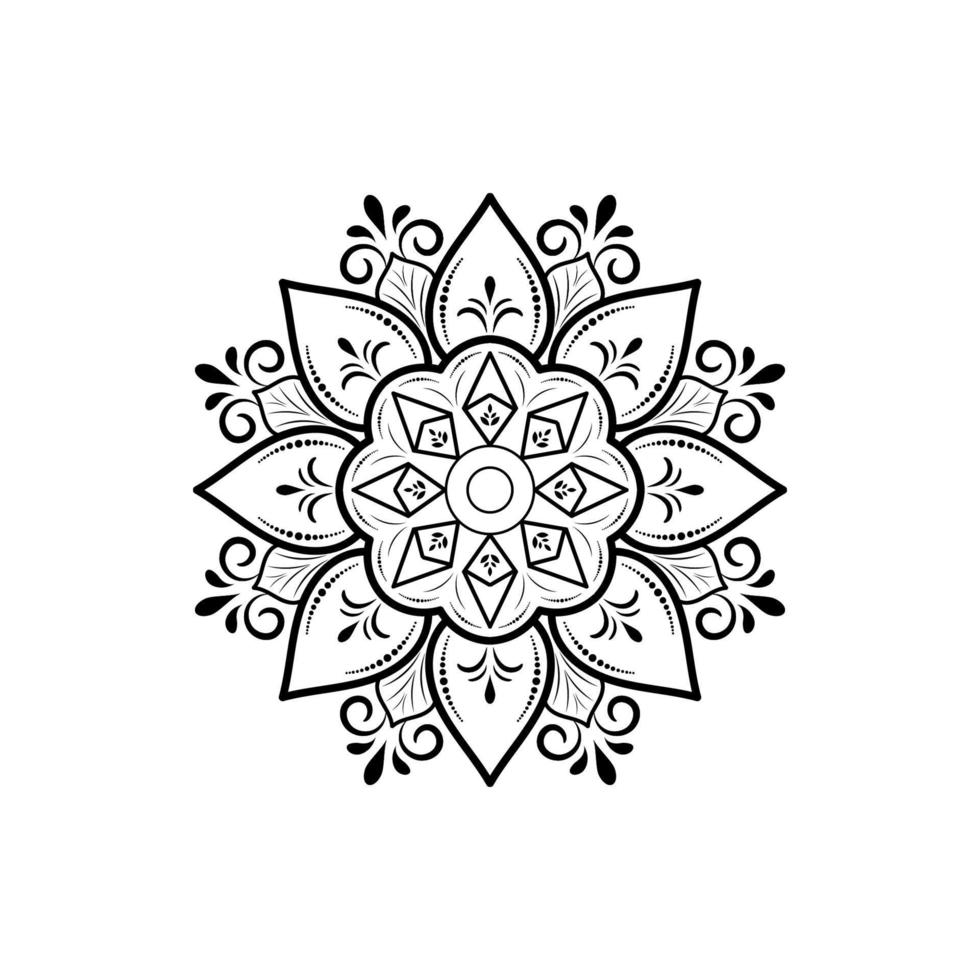 Minimal Mandala floral style, Vector mandala Oriental pattern, Hand drawn decorative element. Unique design with petal flower. Concept relax and meditation use for page logo book