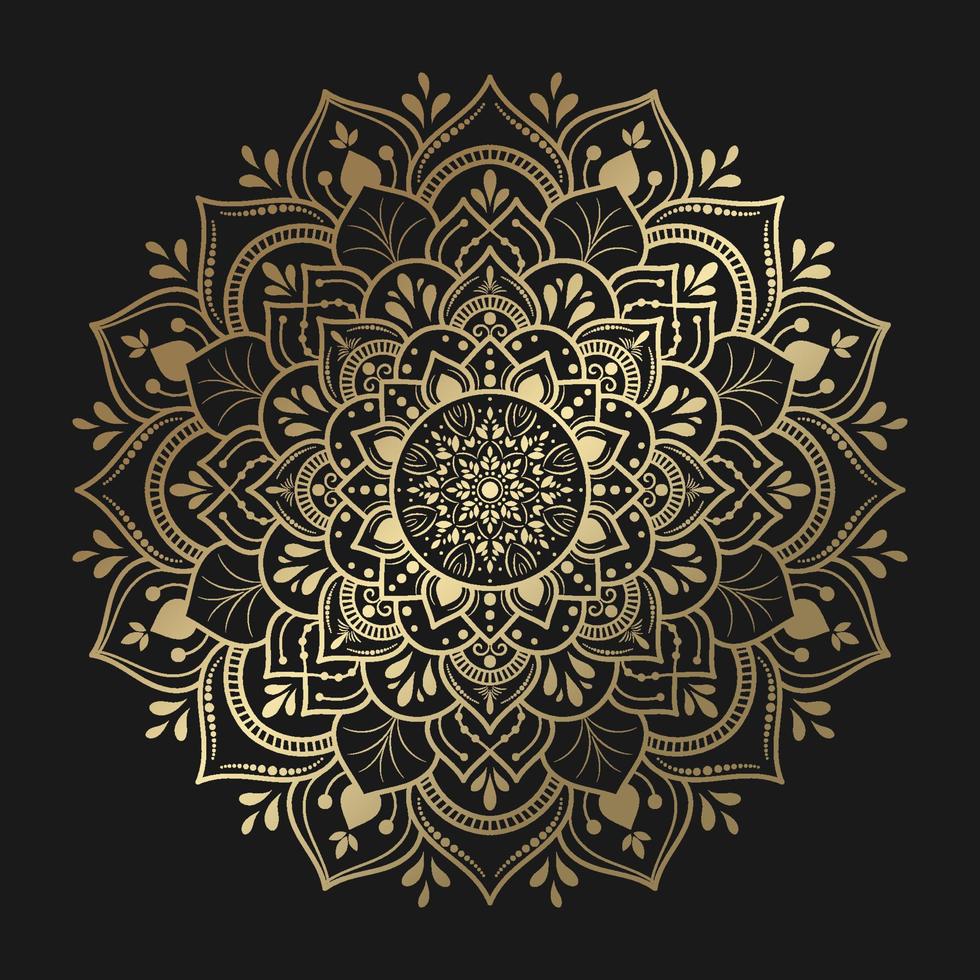 gold Mandala with vintage floral style, Vector mandala Oriental pattern,