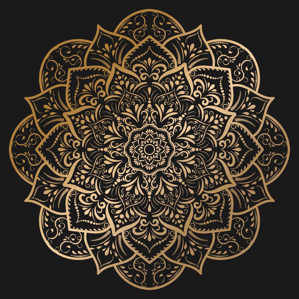 gold Mandala with vintage floral style, Vector mandala Oriental pattern,