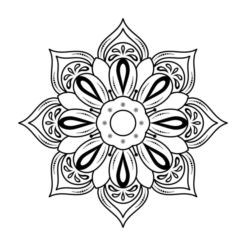 Black and white mandala floral pattern, Vintage decorative elements, Mandala background vector