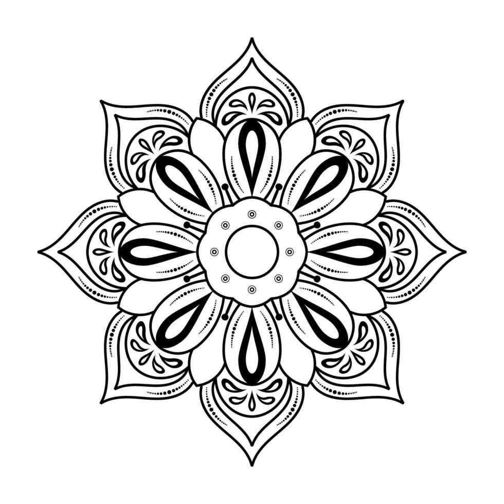 Black and white mandala floral pattern, Vintage decorative elements, Mandala background vector