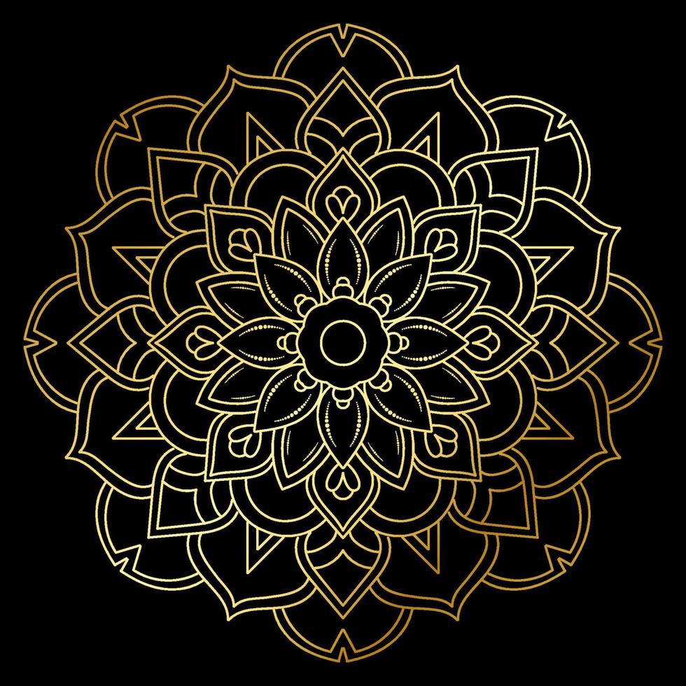 motivos florales de mandala dorado, elementos decorativos antiguos, fondo de mandala vector