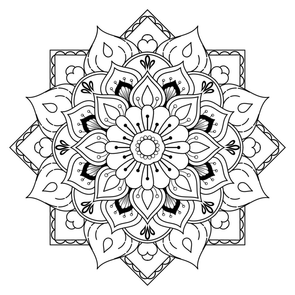 Black and white mandala floral pattern, Vintage decorative elements, Mandala background vector