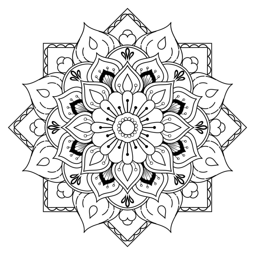 motivos florales de mandala en blanco y negro, elementos decorativos antiguos, fondo de mandala vector