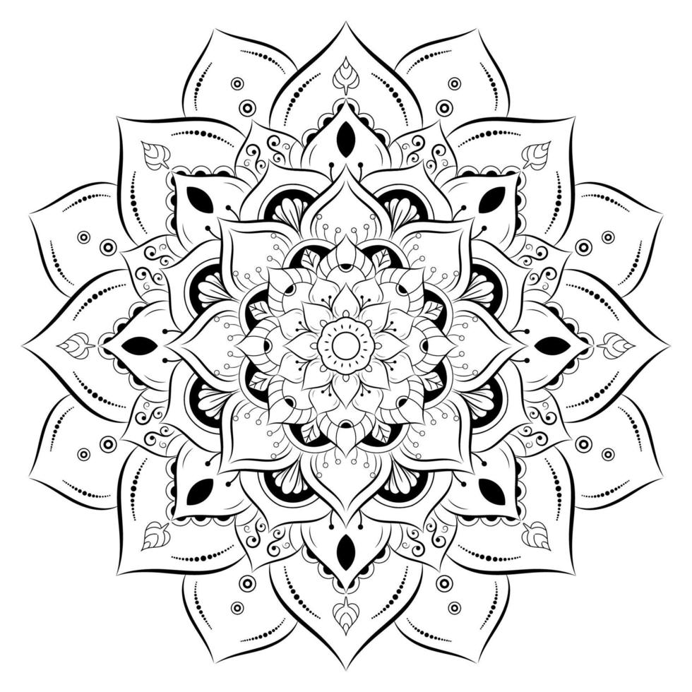 Black and white mandala floral pattern, Vintage decorative elements, Mandala background vector