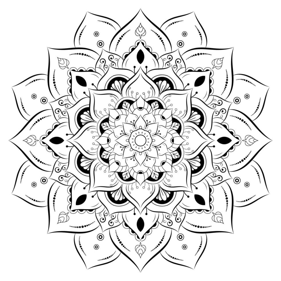 motivos florales de mandala en blanco y negro, elementos decorativos antiguos, fondo de mandala vector