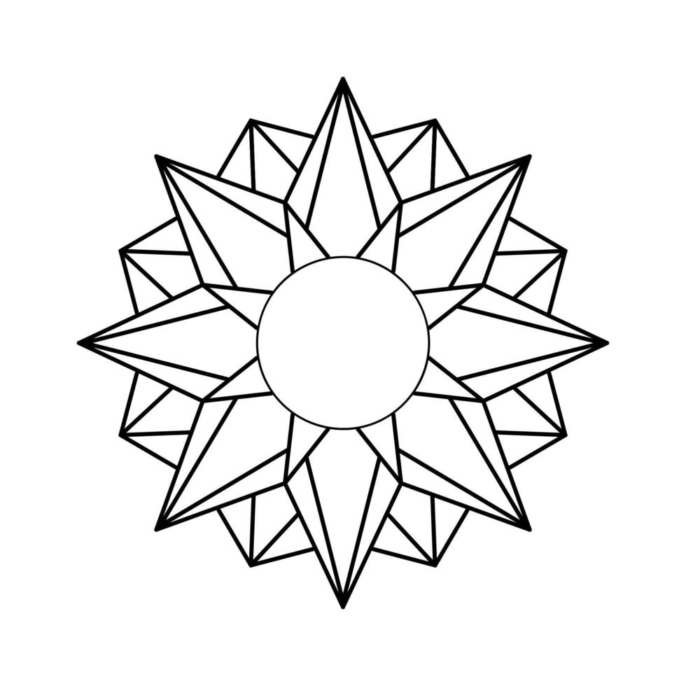 Minimal geometric Mandala floral style, Vector mandala Oriental pattern, Hand drawn decorative element. Unique design with petal flower. Concept relax and meditation use for page logo book