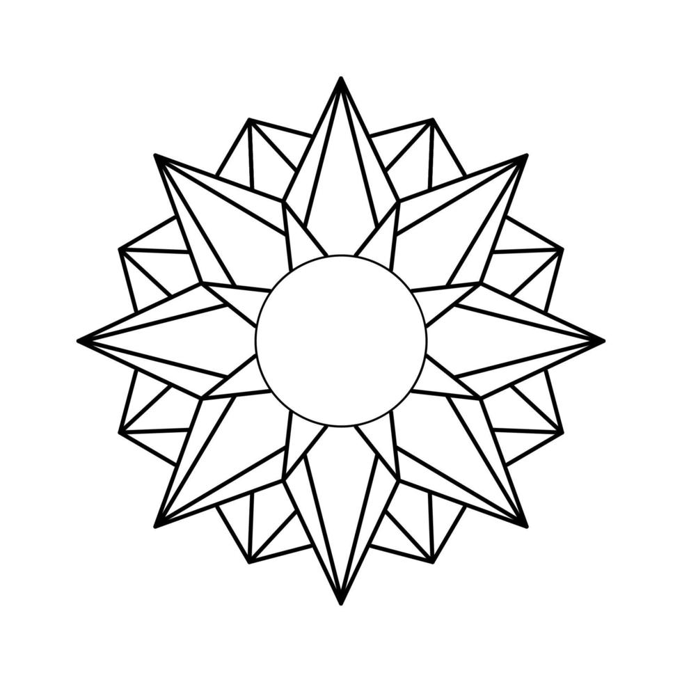 estilo floral mandala geométrico mínimo, patrón oriental mandala vectorial, elemento decorativo dibujado a mano. diseño único con flor de pétalo. concepto de relajación y uso de la meditación para el libro del logotipo de la página vector