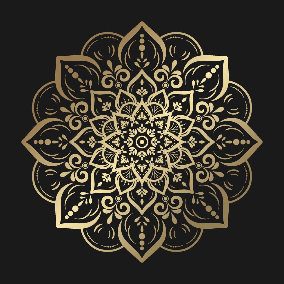gold Mandala with vintage floral style, Vector mandala Oriental pattern,