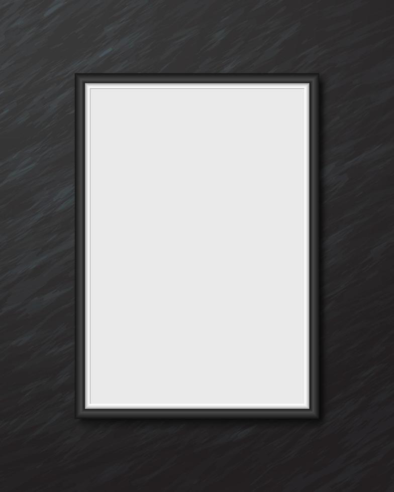 Vector White Gallery Frame, Mock up Black and white frame screen template with blank cover, Rectangle frame on grunge background