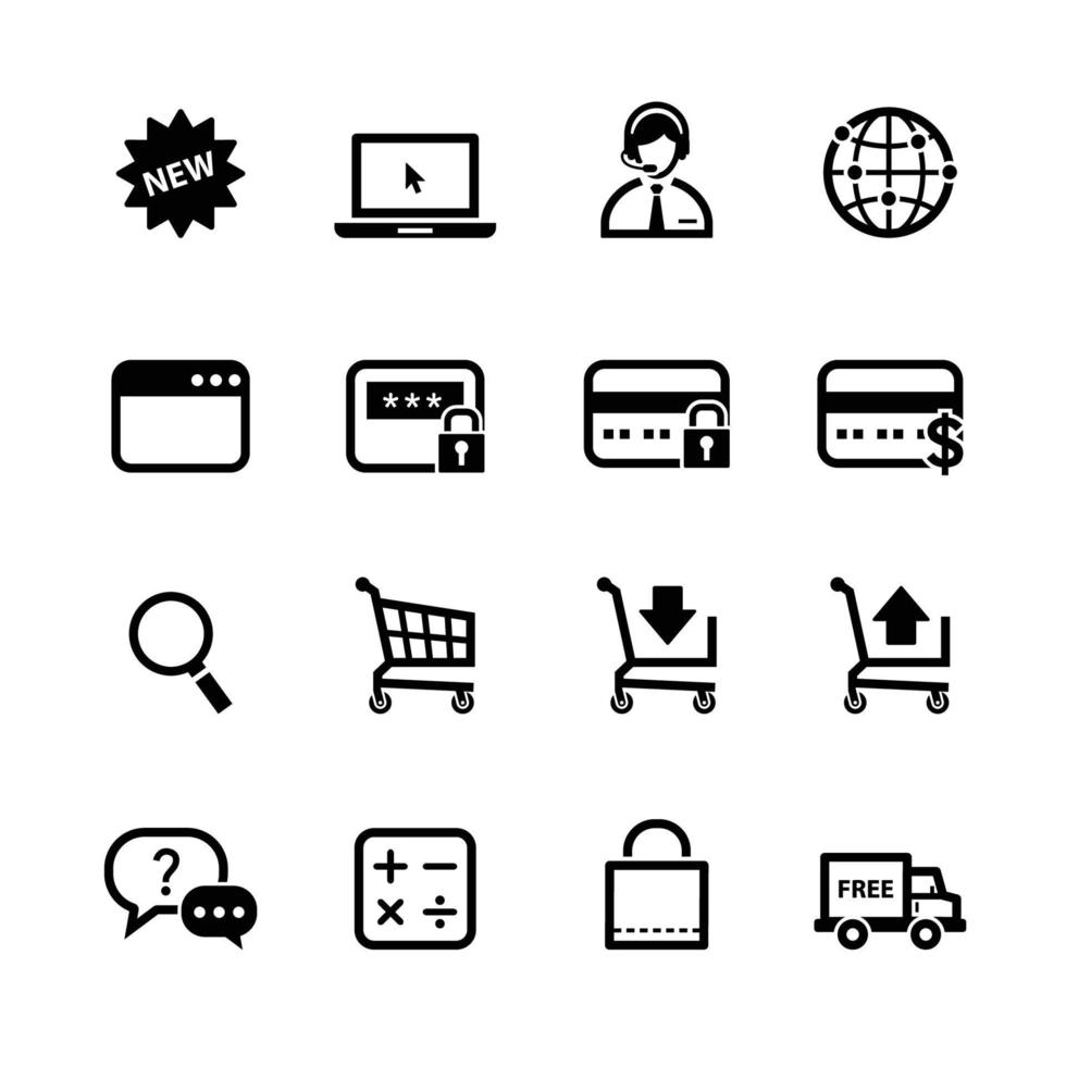 iconos de compras en línea con fondo blanco vector