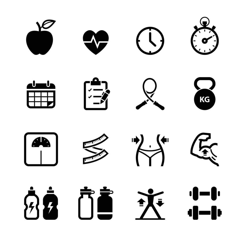 iconos de fitness y salud con fondo blanco vector