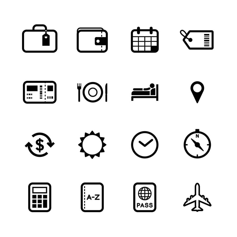 iconos de viajes y vacaciones con fondo blanco vector