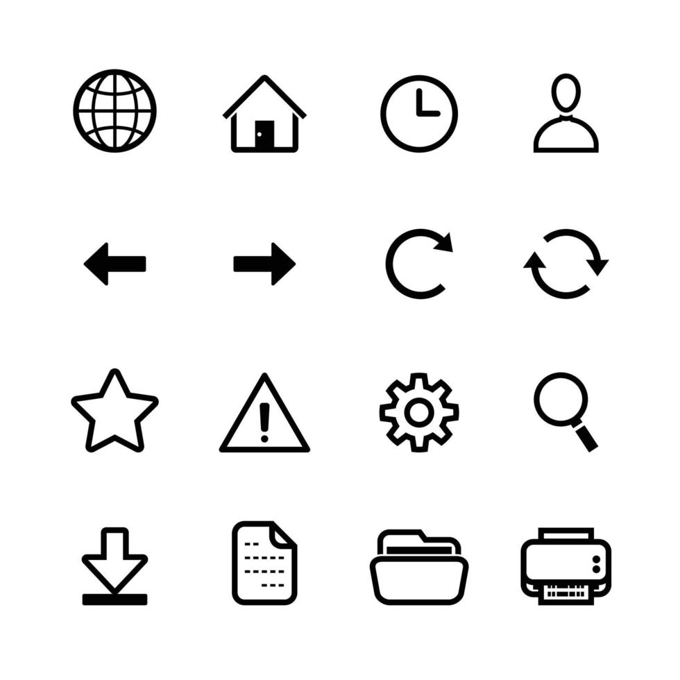 Website and Toolbar Icons with White Background vector