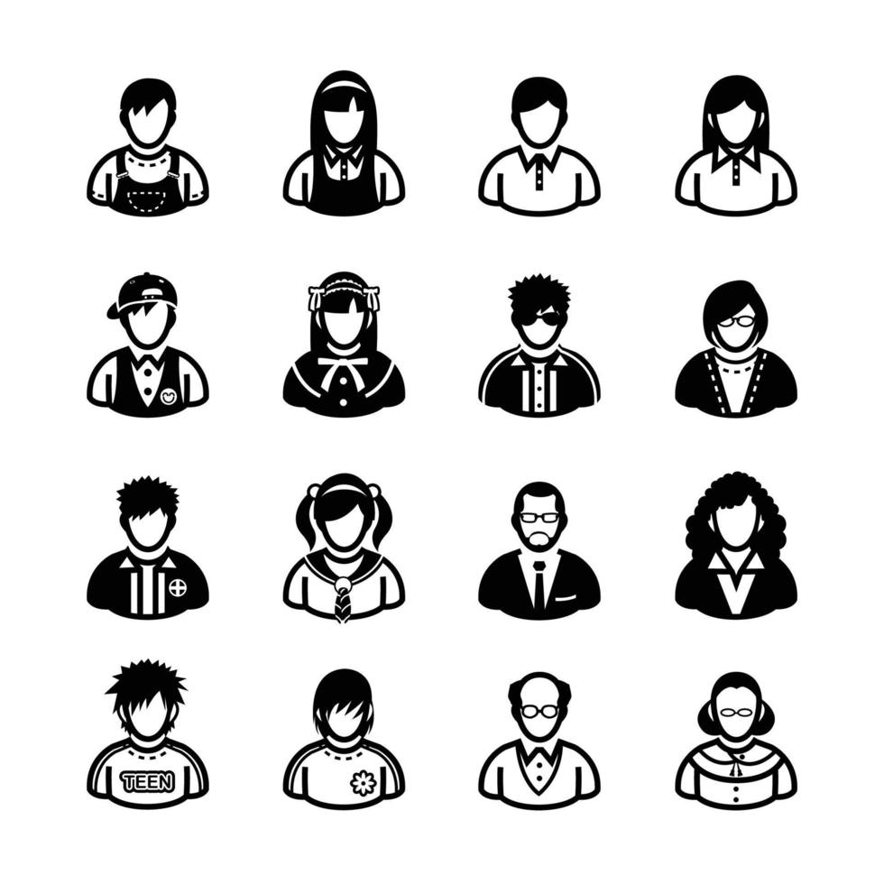 Family Icons and People Icons with White Background vector