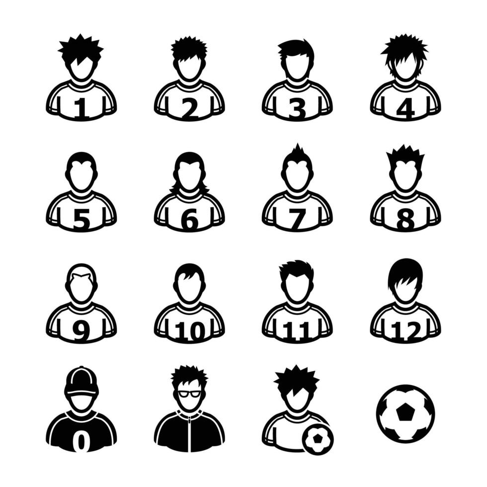 iconos de jugador de fútbol con fondo blanco vector