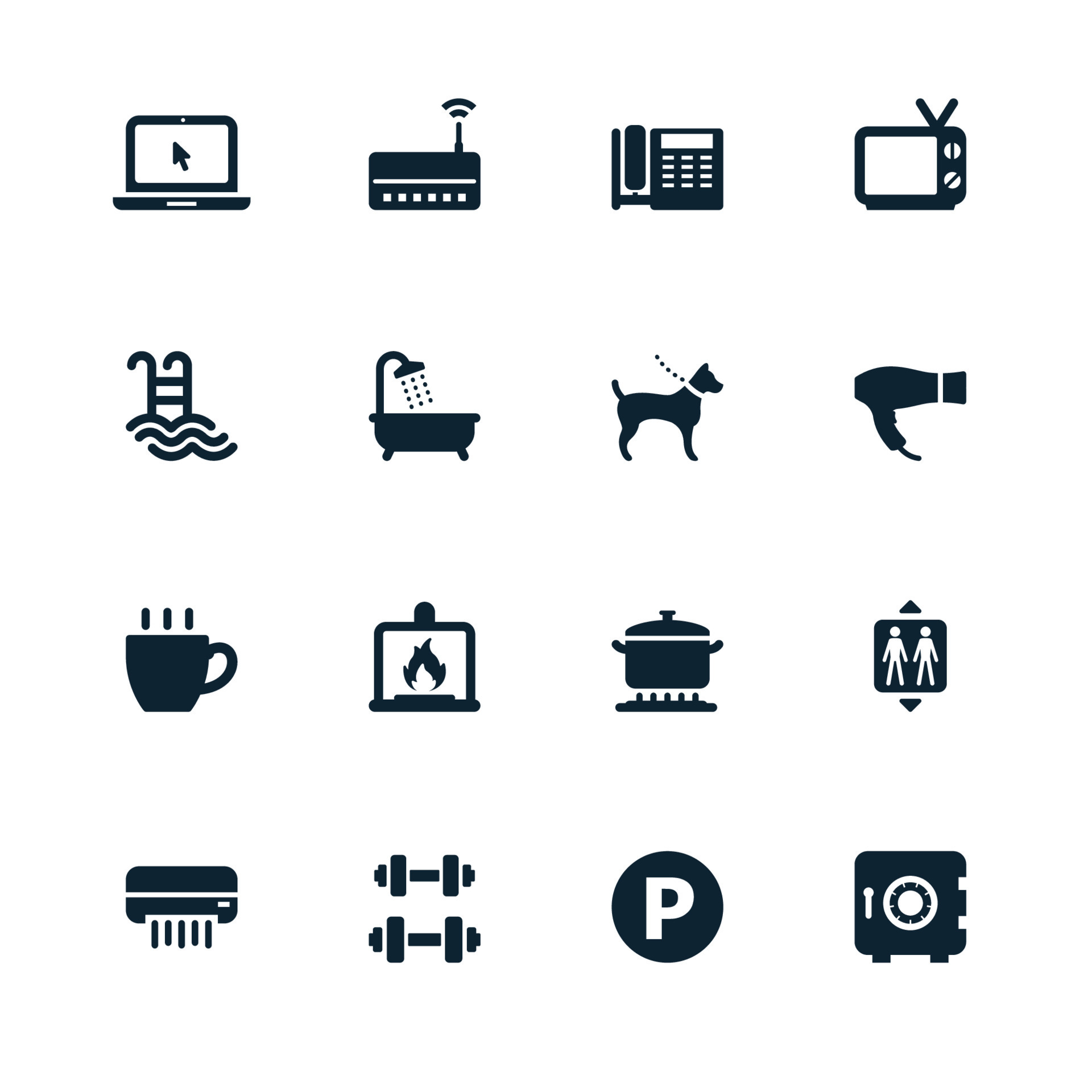 Amenities Icons Vector Art, Icons, and Graphics for Free Download