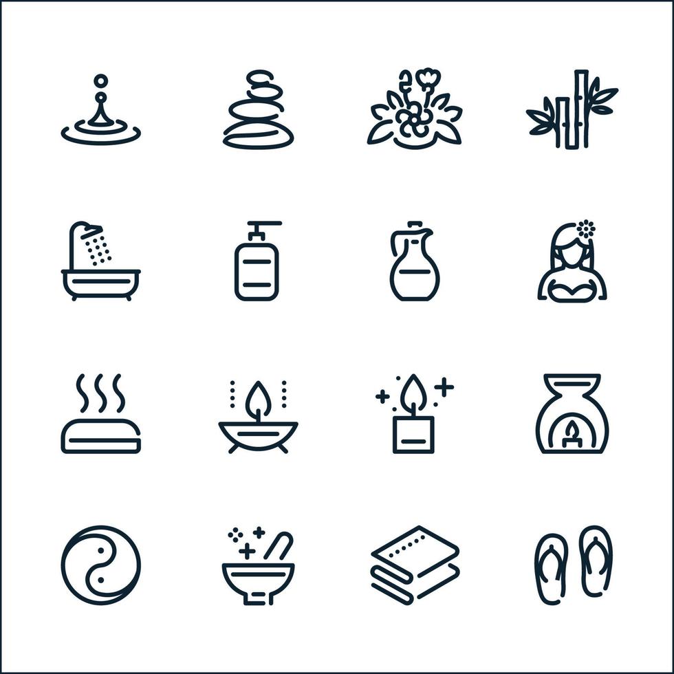 iconos de spa con fondo blanco vector