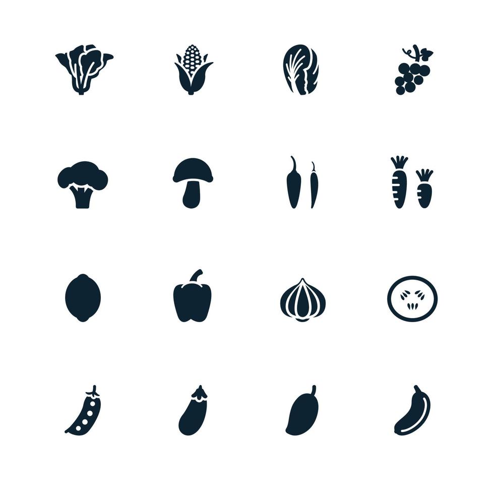 iconos de frutas y verduras vector